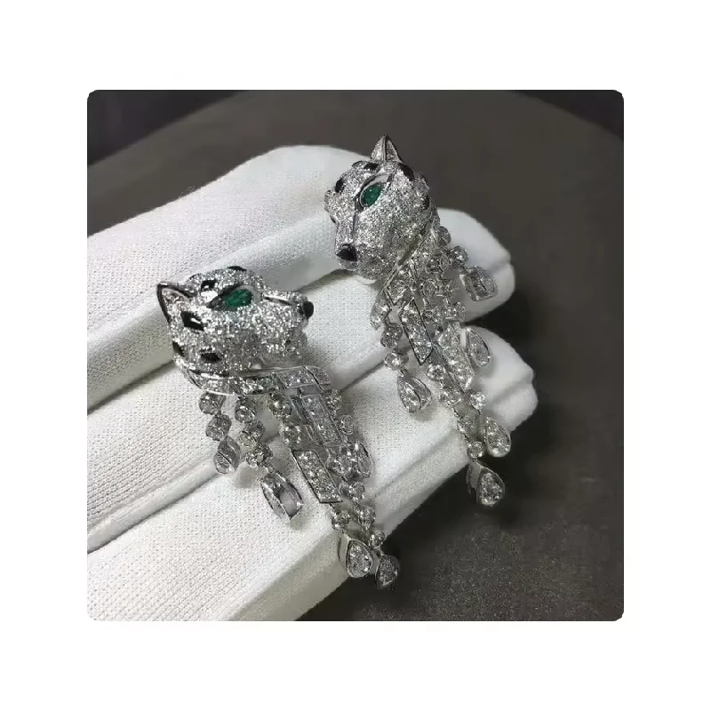 High on Demand Panther Style Lab Cvd Diamond Earrings for Birthdays Engagements And Celebrations Available at Affordable Price