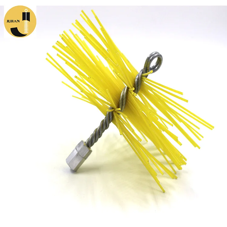 7Inch 175mm 200mm Round Pellet Yellow Nylon Stove Chimney Cleaning Brush Kit