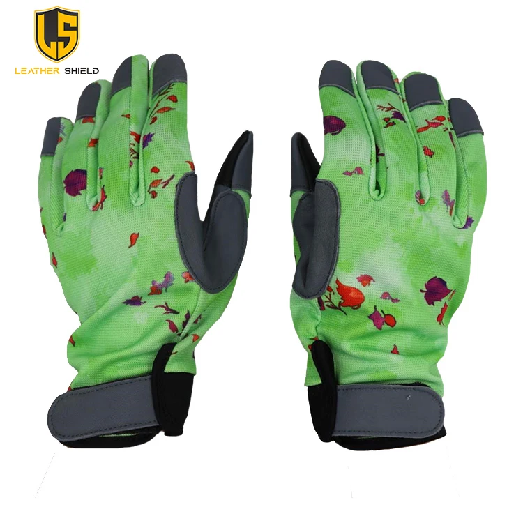 Hot Selling leather shield Floral Garden Women Gardening Gloves