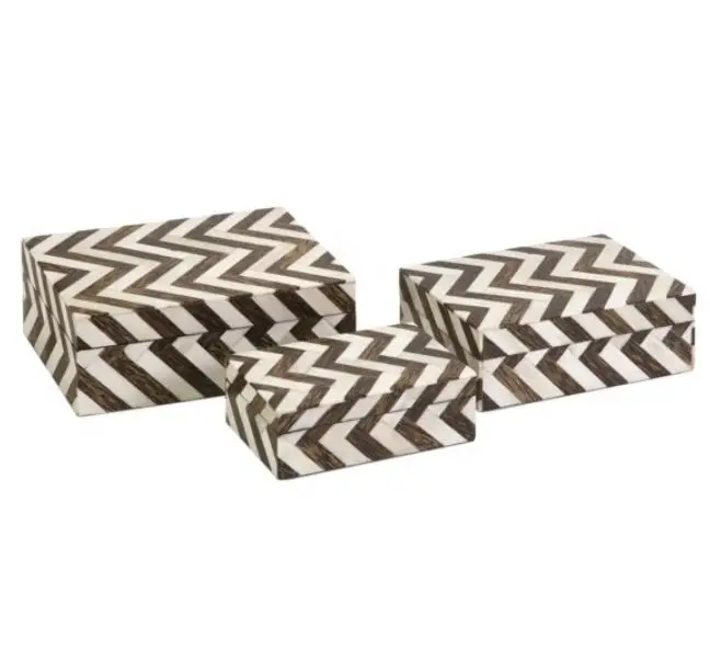 Wooden Brown Bone Inlay New Design Decorative Jewellery Box Black Bone Inlay Best Quality Jewellery Storage Unit Black Gifts