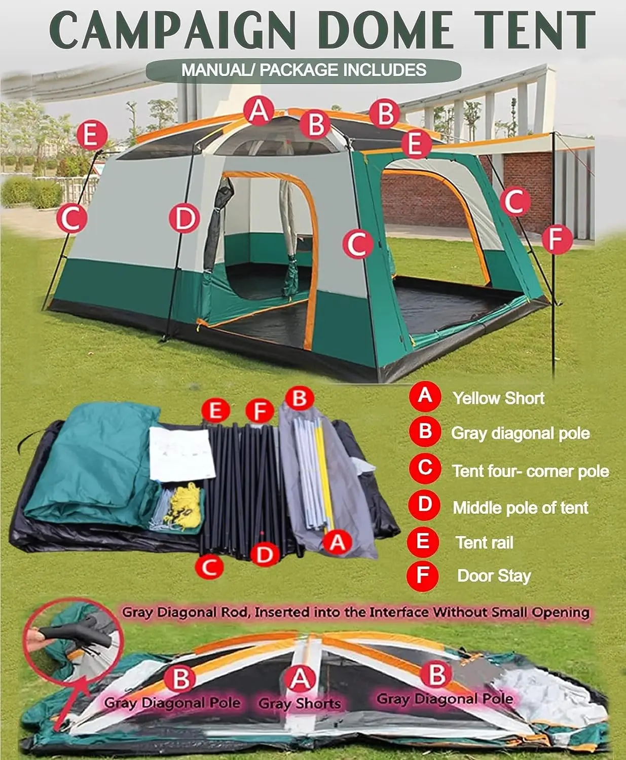 Hot Selling Big Size for Whole Family Camping Use Outdoor Tents 3 - 12 People Big Family Outdoor Tent