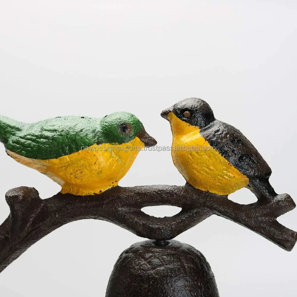 cast Iron Dinner Bell Outside Farmhouse Wall Hanging Bell Antique Lovely Color Birds Decorative Manually Shaking Bell