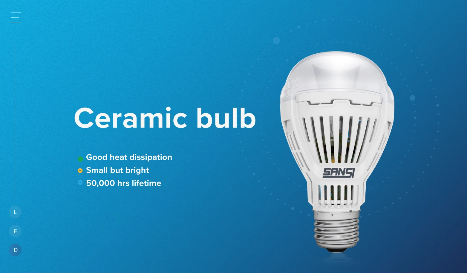 SANSI LED BULB 8W 4W 150LM/W Ceramic material 230vac For House