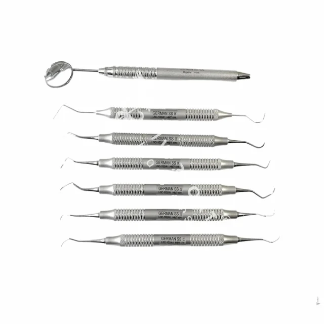 TOP NEW Set Of 7 Dental Periodontal Hygiene Instruments Set Scalers Curettes-Explorer probe Dental Instrument Stainless Steel