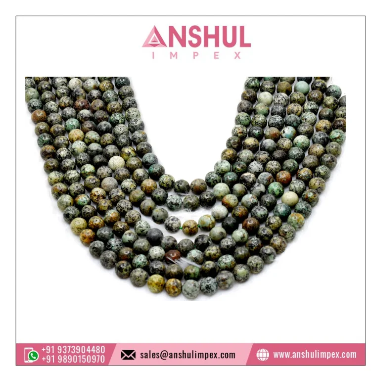 Top Selling Gemstone Decoration Factory Sale African Turquoise 8mm Colorful Natural Stone Round Beads