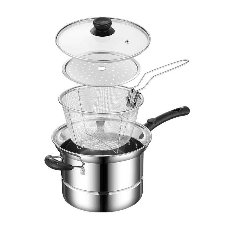 Hot-selling Korean Stainless Steel Noodle Soup Pot Steamer with Filter Used for Steaming Frying Cooking