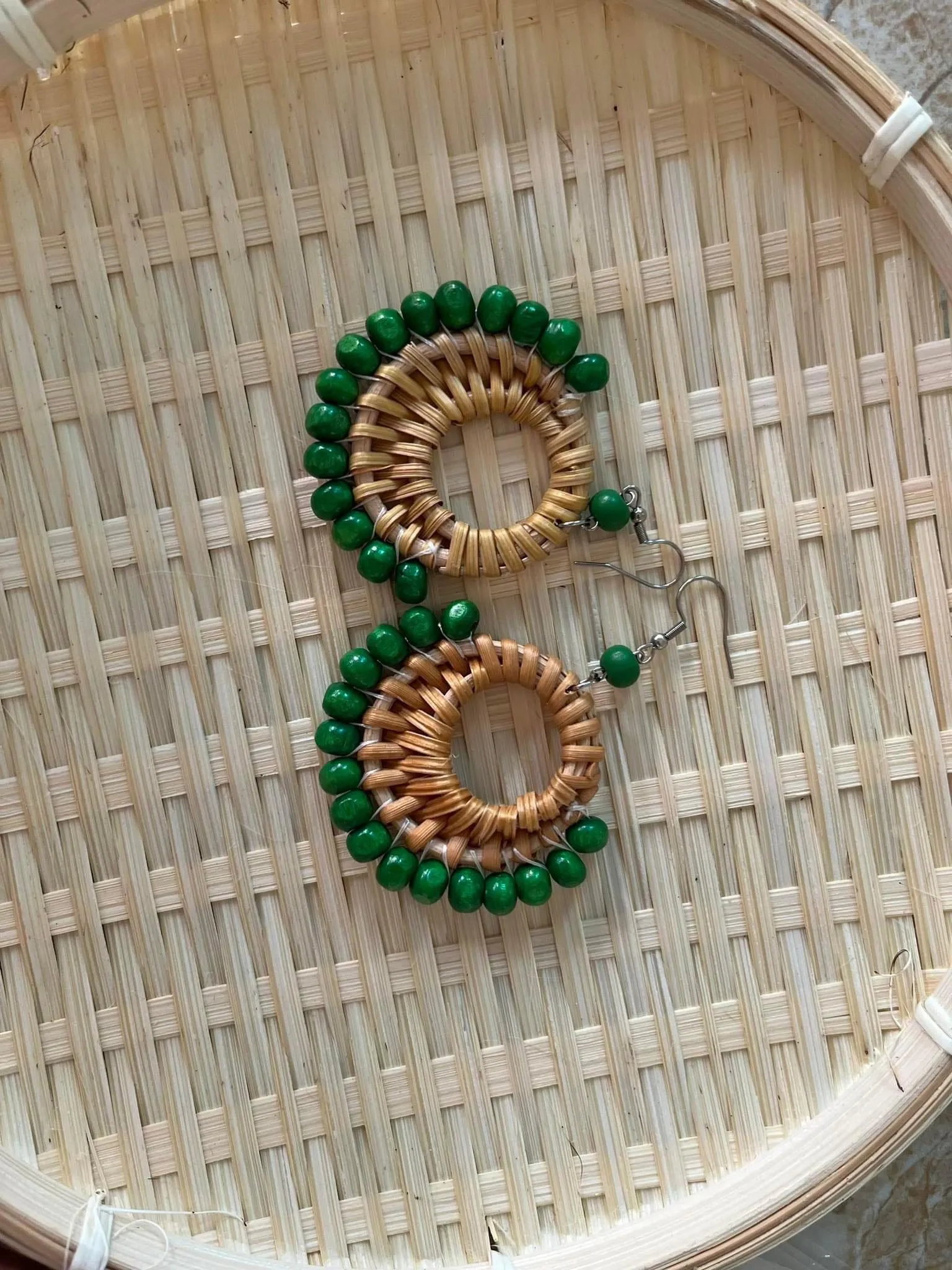 Hot New Design Jewelry Accessories Handmade Eco-friendly Vintage Bohemian Rattan Woven Earrings Made in Vietnam