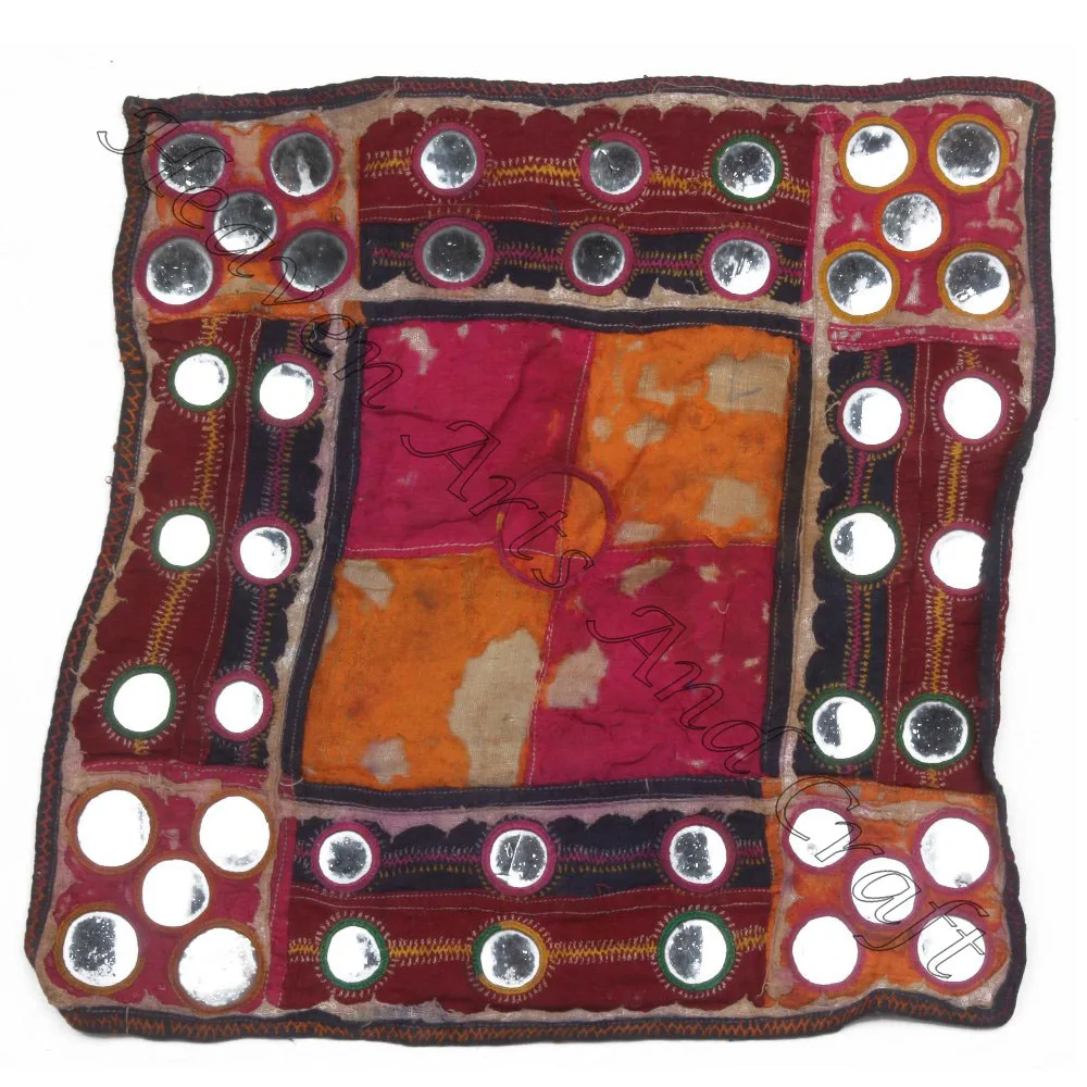 Vintage Indian Handmade Needle Multicolor Patch Kutch Rabari Embroidered Dresses Patches Yoke Boho Old Style Vintage Traditional