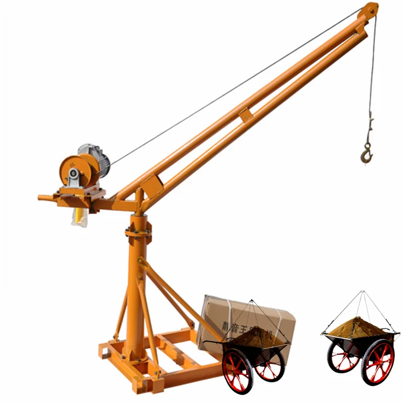 Small Full Electric Turning Crane 500kg 1.0 1.2 1.5 tons Turn Hook Lift Remote Control Battery Mobile Hoist Lifter