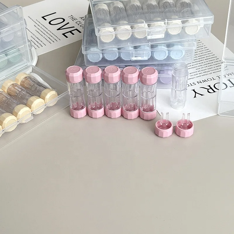 6 pieces RGP contact lens box kit cylindrical plastic OK lenses case Rigid lens Holder RGP Hard Contact Lenses Case Container