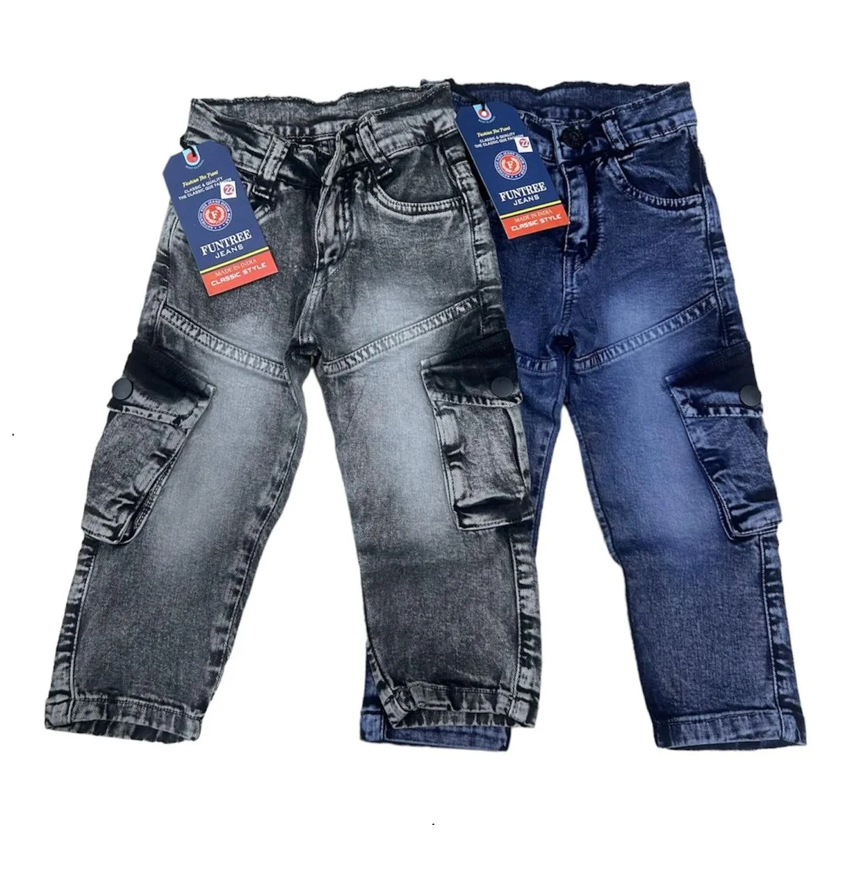 Heavy Quality Trendy Hip Hop Kids Regular Fit 6 Pocket Cargo Jeans At Wholesale Price Customization Available
