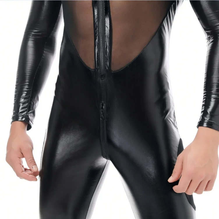 Black Sheer Mesh Bodysuit for Men Sexy Underwear