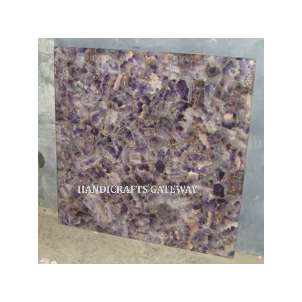 Home Decoration Low Prices Gemstone Luxury Raw Material Natural Decoration Wall Panel Amethyst Tiles Slabs For Table And Floor