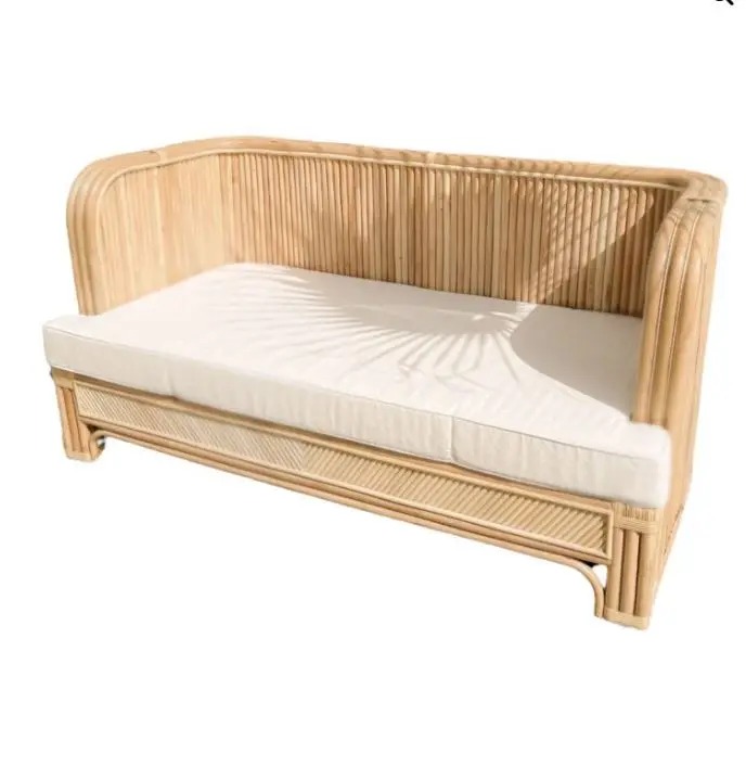 Unique Abstract Design Sectional Double Rattan Sofa Natural Woven Handmade for Living Rooms