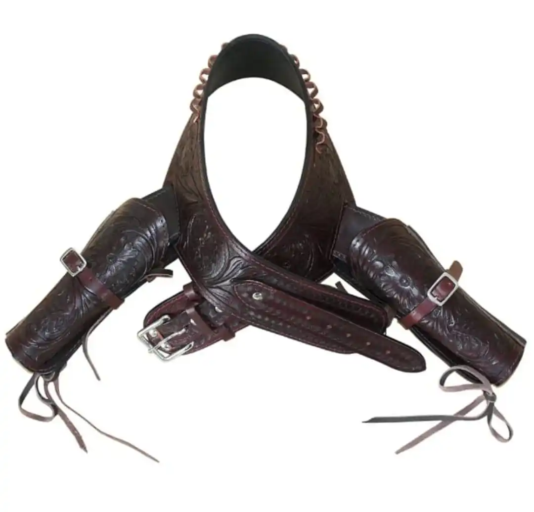 Premium Full Grain Leather Holster Fully Adjustable Handtooled Floral Carving English horse racing products from india