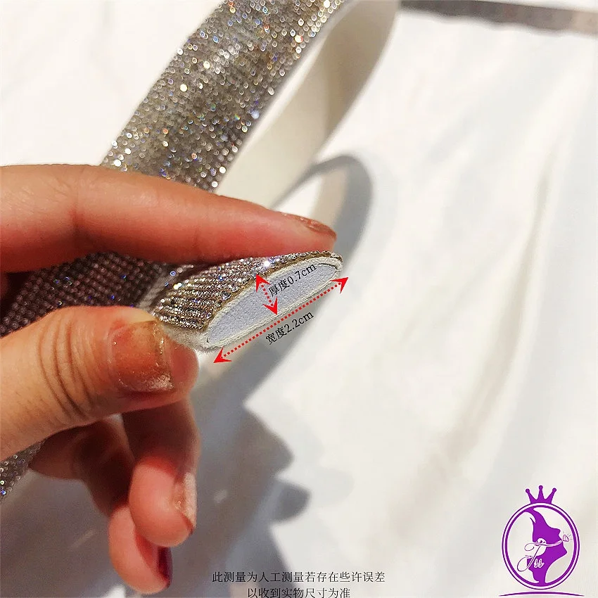 Manufactory Wholesale Rhinestone Strip Shoes Decorative Crystal Tube Drill Rhinestone Ribbon Shoe Accessories