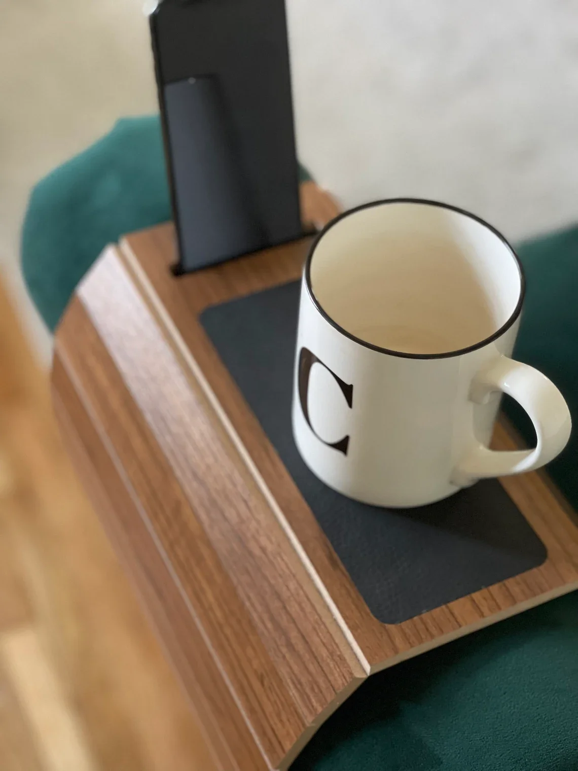 Sofa Side Table Non Slip Surface Adjustable Wooden Sofa Tray