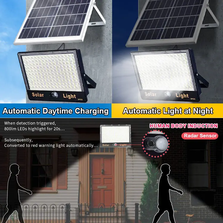 Super Bright Projector Light 50w 100w 200w 300w LED Solar Flood Light with Motion Sensor