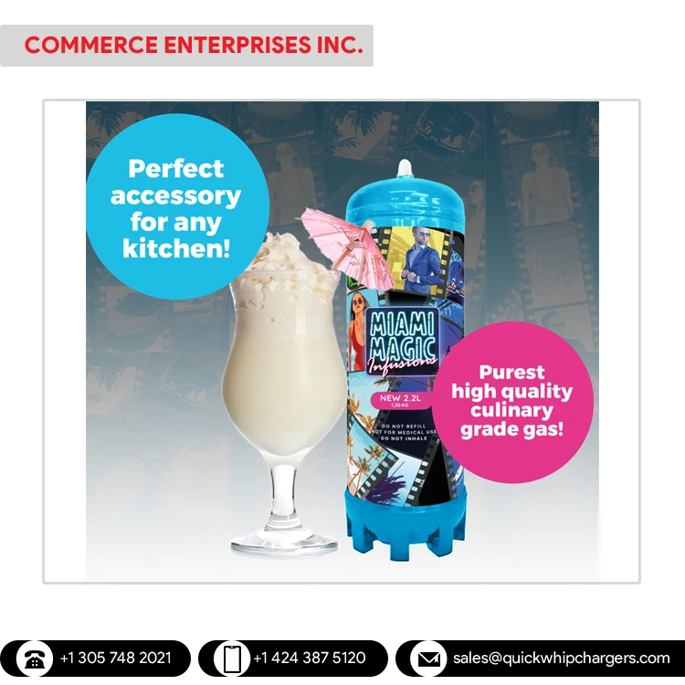 Top Selling Miami Magic Cream Charger Cylinder Dispenser 2.2L High Quality Dessert Making Tool at Low Price from USA Origin