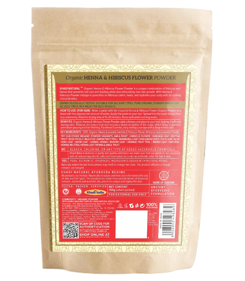 Khadi Natural Henna & Hibiscus Flower Organic Powder Best Organic Henna & Hibiscus Powder for Hair in good price