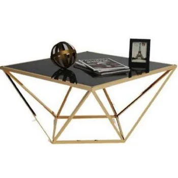Modern 95x95x44 cm Centre Coffee Table with Metal Feet and Wooden Top 0.42 M3/17 Kg Living Room Furniture for Home Use