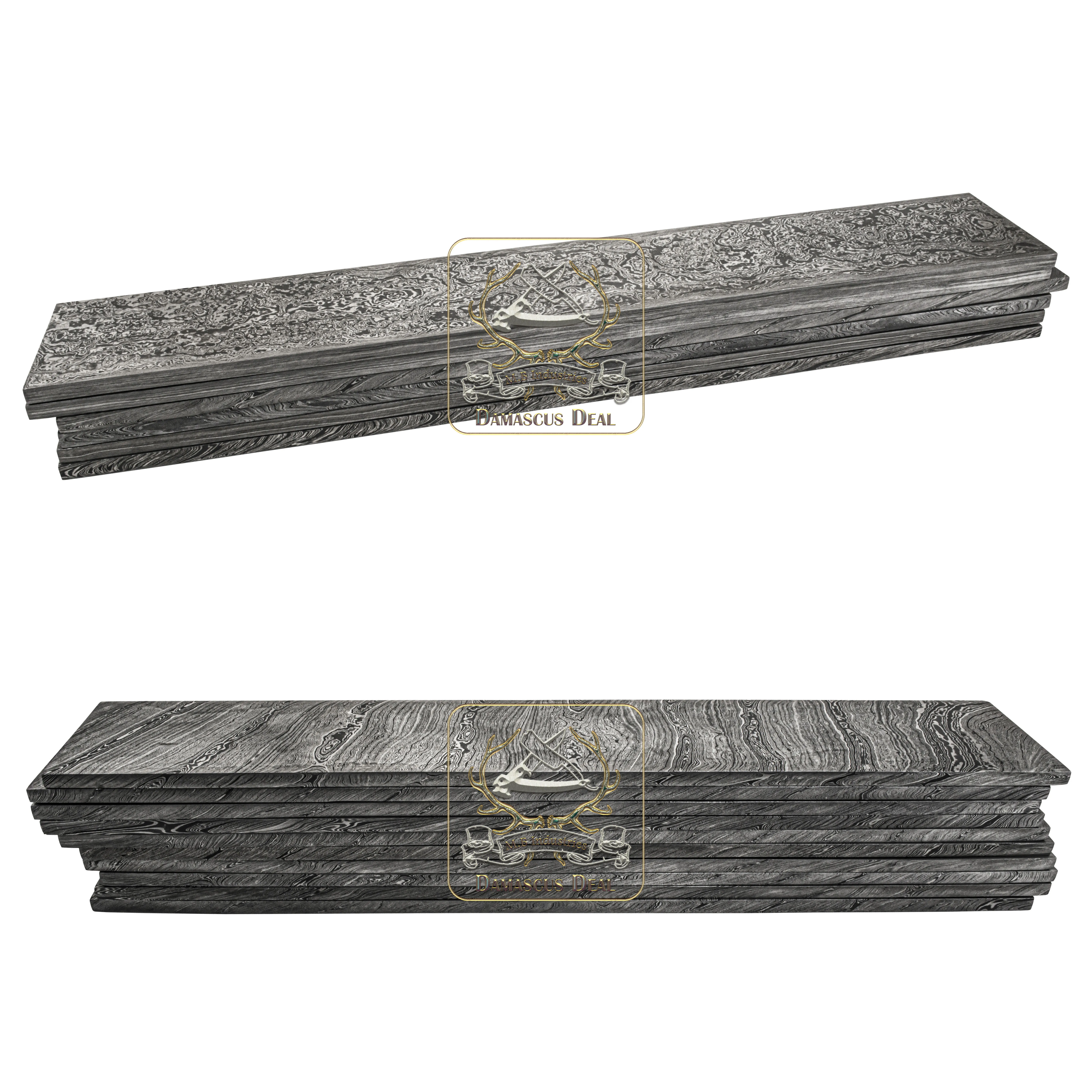 Damascus Steel Billet Twist Feather Raindrop Random Ladder Fire DD-Damascus-Steel-902 for Knife Making Damascus Billets flat bar