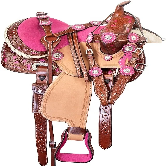 Custom Genuine Leather Dressage western Horse Saddle Beautiful carving outdoor sports horse racing equestrian all seasonal