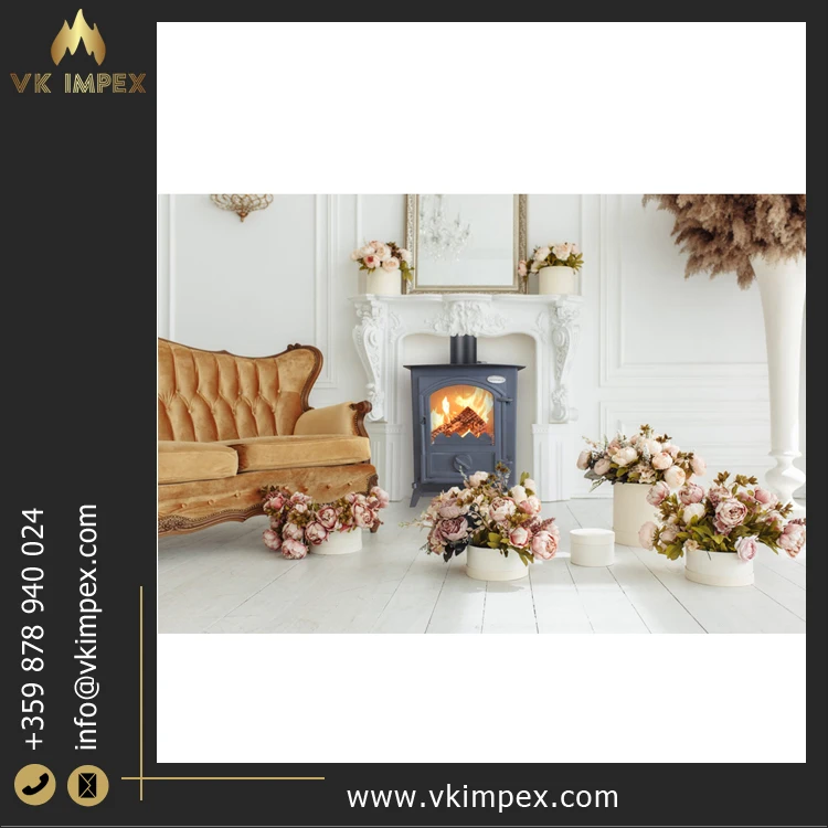 Unique Design Excellent Quality Cast Iron Door 7.5kW Nominal Heat Efficiency Wood Burning Solid Fuel Fireplaces from Bulgaria