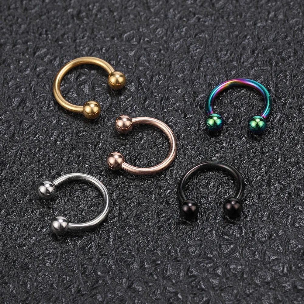 14G Titanium Implant Grade Anodized Circular Internally Threaded horseshoe Septum Ear Lip Piercing Barbell Rings Nose Ring