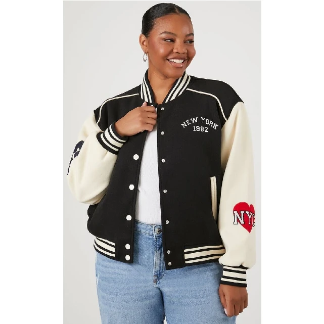 Cropped Varsity Letterman Jacket / Women Varsity Jacket Long Sleeve Cropped Baseball Jacket Bomber Coats
