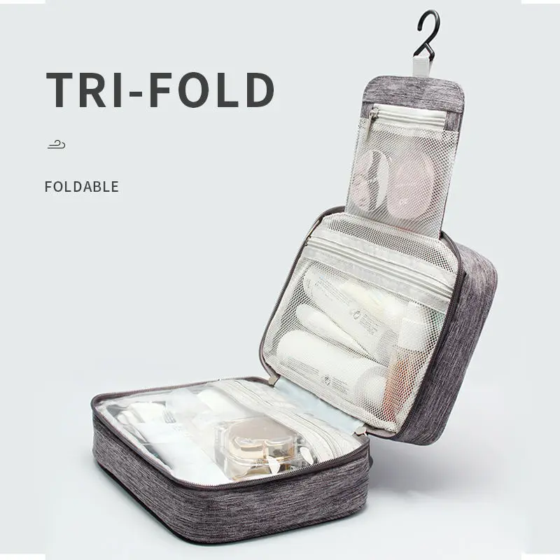 Water-resistant Makeup Cosmetic Bag Travel Organizer for Accessories Toiletry Bag Travel Bag with Hanging Hook