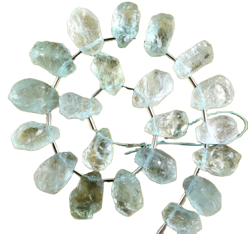 21 Pieces Raw Natural Aquamarine Gemstone Untreated Rough Jewelry Making Blue Stone Collection Style Cut
