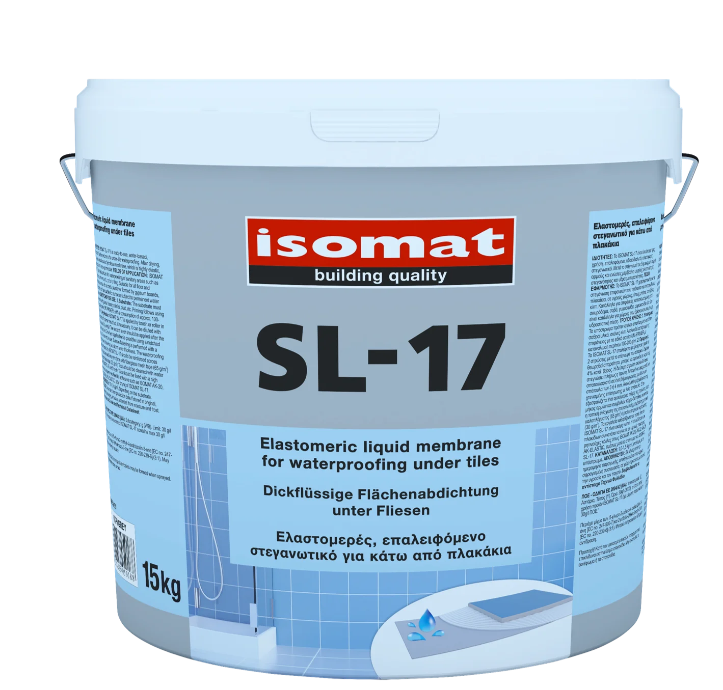 Ready-to-use, elastomeric liquid membrane for waterproofing under tiles in wet areas | ISOMAT SL-17