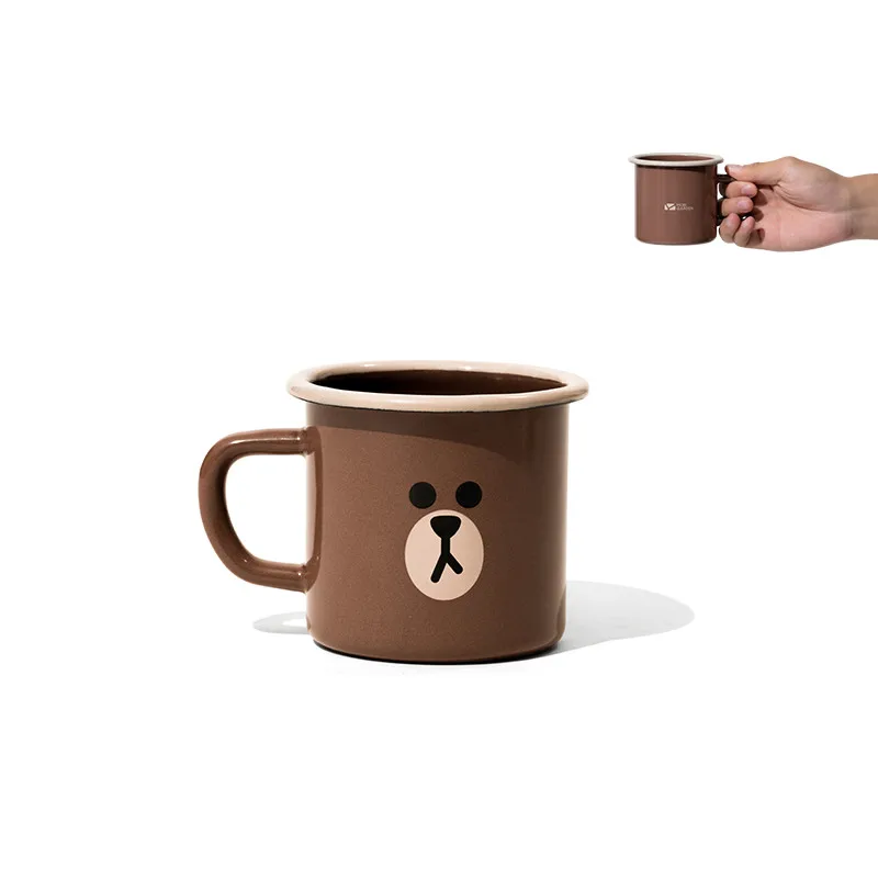 MOBI GARDEN & Line Friends Outdoor Camping Portable Enamel  Water Cup Coffee Cup