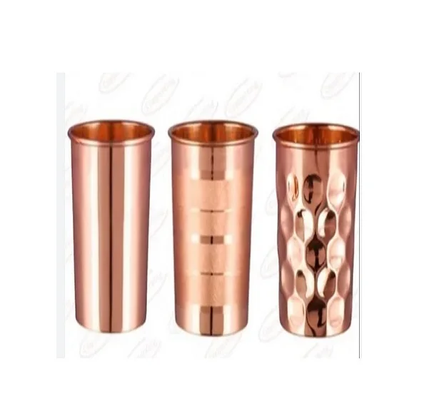 Set Of Two Low Price Pure Copper Hammered Mug Supplier Of Copper Glasses Sets Irregular Shape Table Top Drinking Water Glass Set