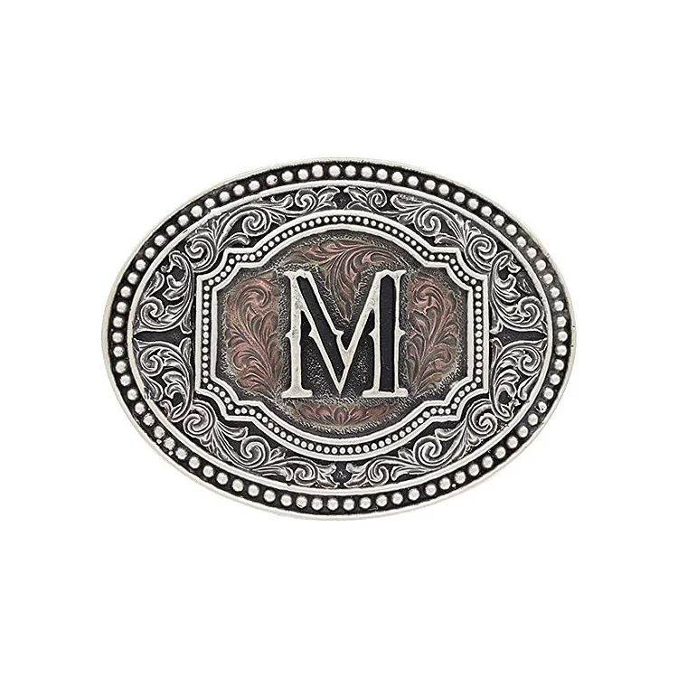 Personalized Letter Buckle Western Cowboy Stainless Steel Belt Buckle Metal Brass Custom Logo Belts Buckles