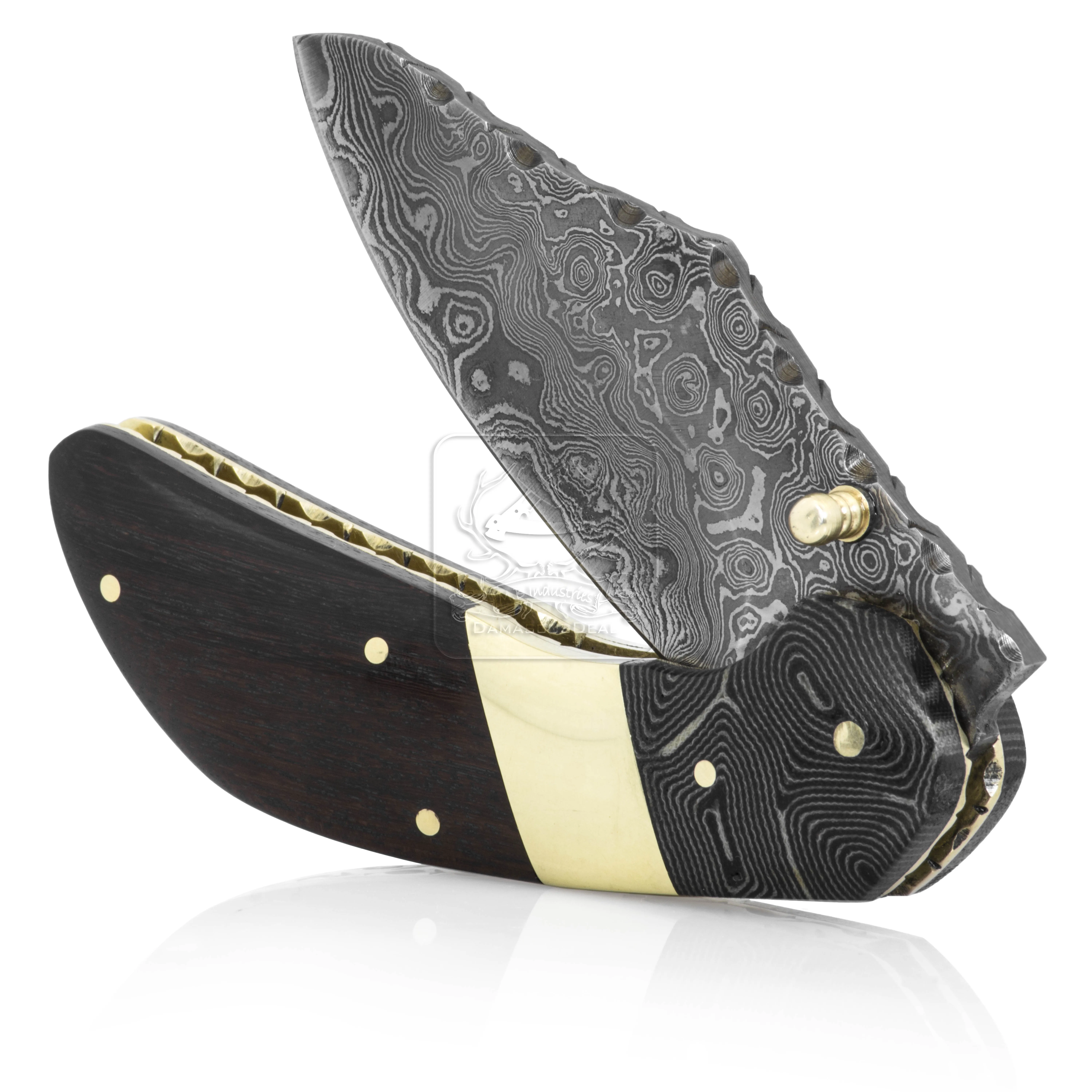 Damascus Steel Folding Knife DD-FK-704 Ebony Wood Pocket Knife Outdoor Survival Hunting Knife Multi Tool Bushcraft Camping