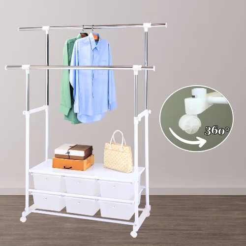 Mobile Organizer Multifunction Drying Laundry Clothes Hanger Rack