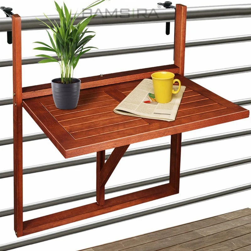 Acacia Balcony Table 600 X 400 with Steel Frame Decoring Balcony