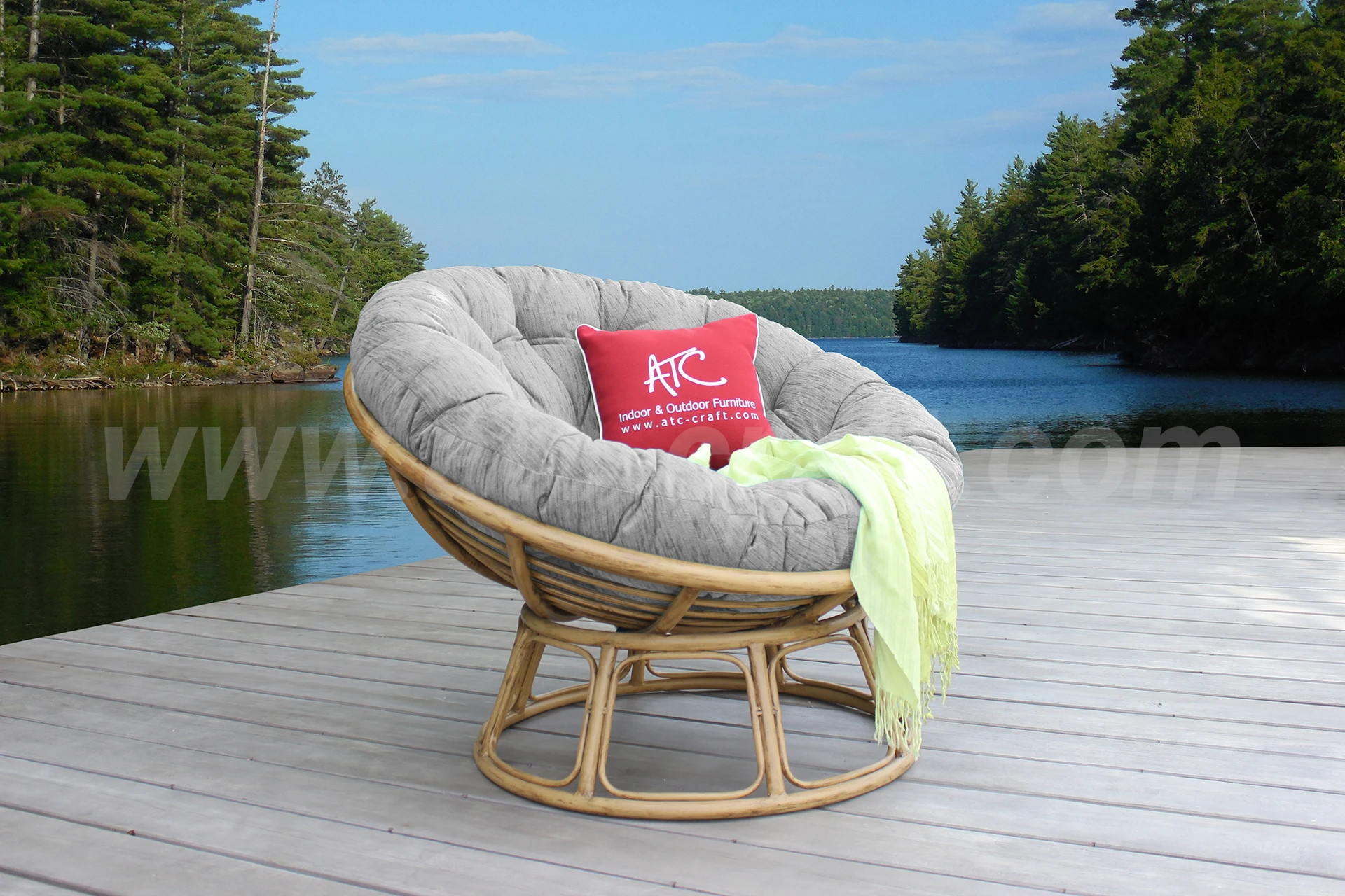 Круглое кресло из ротанга для отдыха расслабляющее уличное Papasan патио сада гостиной