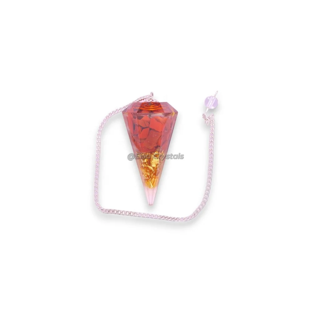 Beautiful High Quality Red Jasper Gemstone Orgonite Pendulum Semi-Precious Stone Crafts Fengshui Reiki Healing Sale Carved Tools