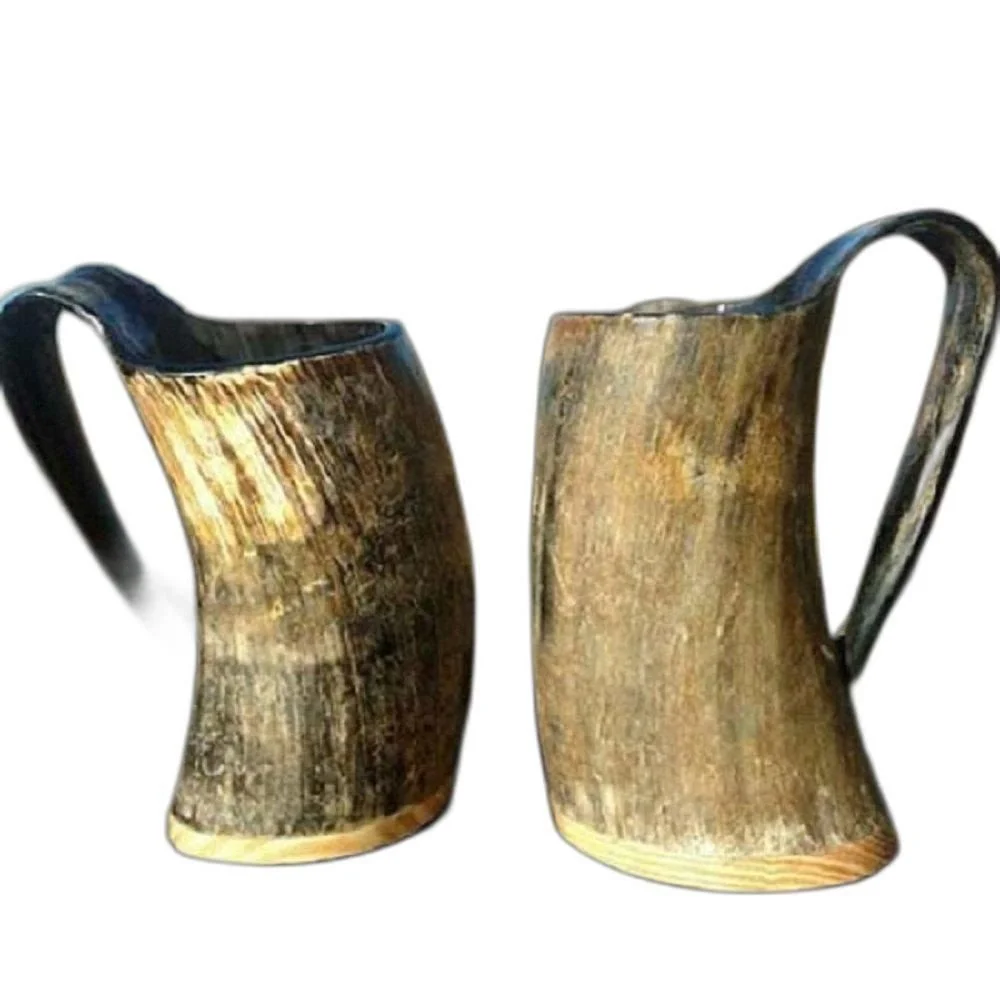 Unique Ox Horn Made Beer drinking horn mugs 100% Natural Large capacity buffalo horn beer mugs Handcrafted mugs