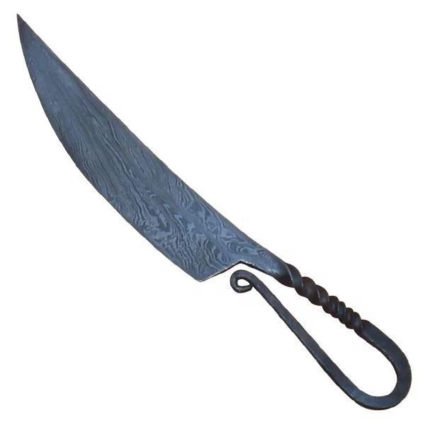 Premium High Quality Damascus Medieval Knife, Forged Medieval Utility Knife, Viking Kitchen Knife Full Tang With Leather Sheath