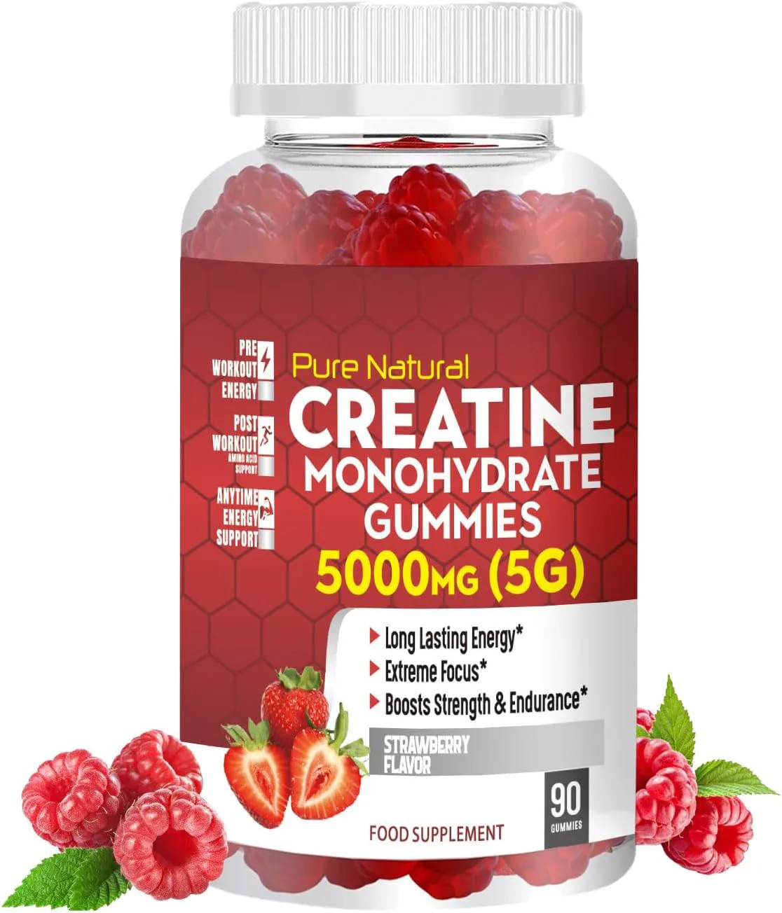 Vegan-Friendly Sweet and Soft Creatine Monohydrate Gummy Private Label OEM ODM Packaged in Bottle