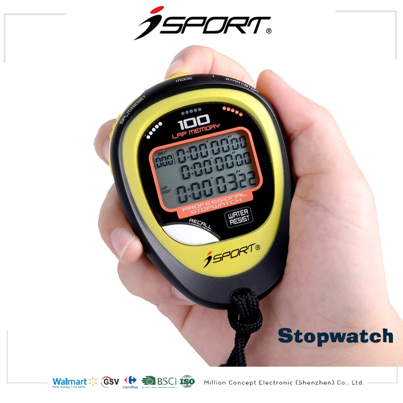 Stopwatch Digital Stop Watch Training Running Time For Sports 60 Lap Memory 0.01 Second Stopwatch Water Resistant Timer