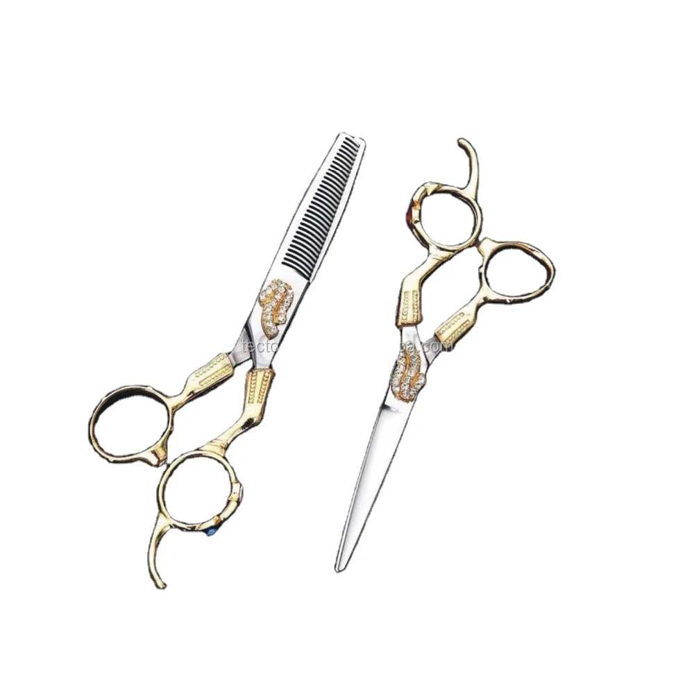 Fancy Wholesale Barber Hair Cutting & Thinning Scissors Stainless Steel Dragon Handle Gold Platting Scissors
