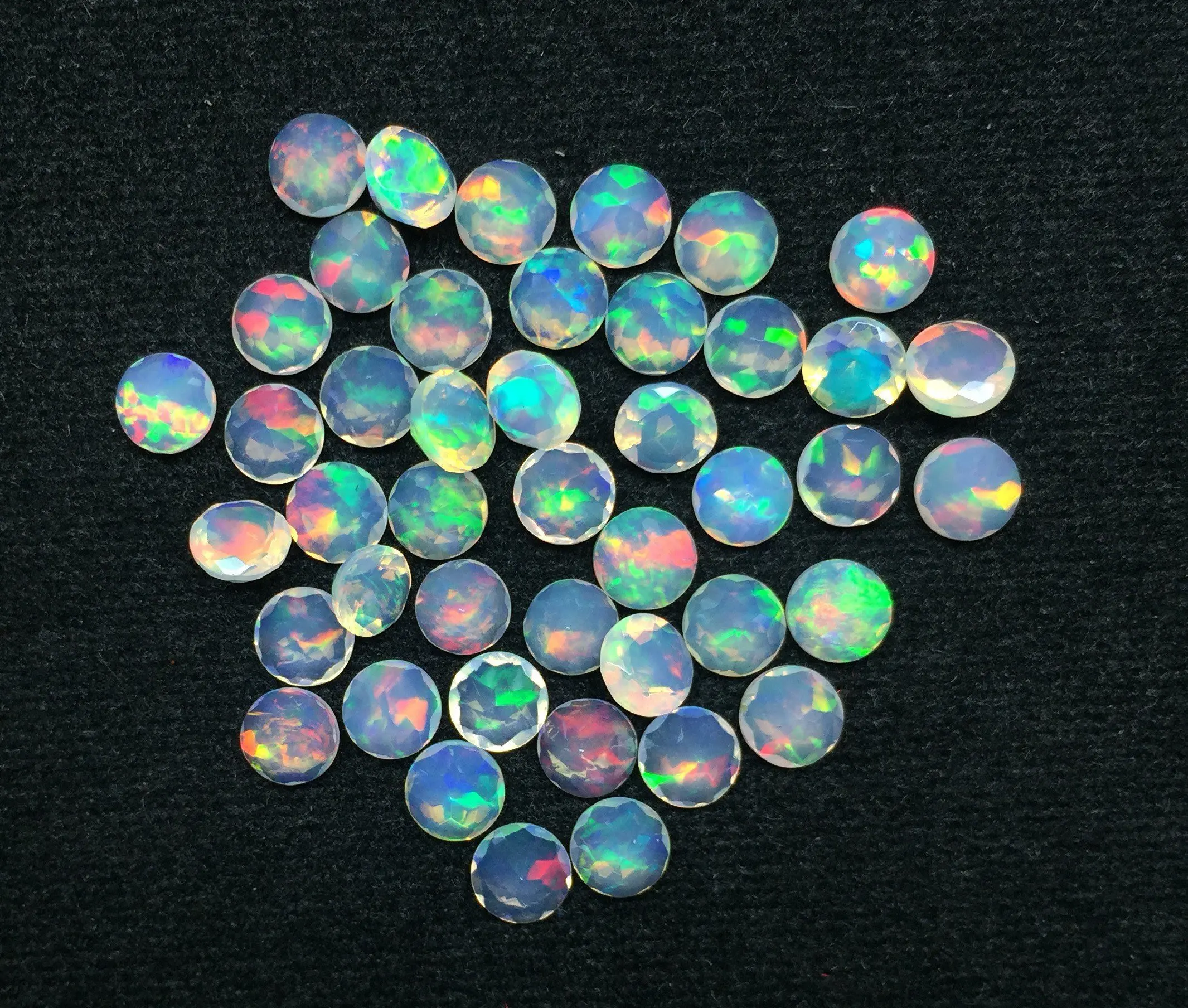 IGI 7mm 8mm Natural Ethiopian Opal Gemstone Round Faceted Loose Gemstone Fire Opal Natural For Jewelry Making Calibrated Stones