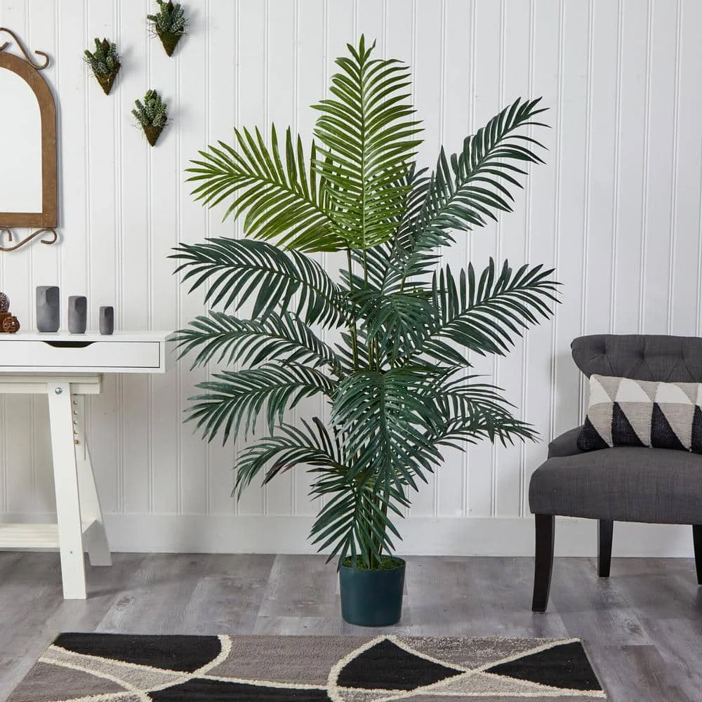Wholesale decorative natrual touch plastic areca& phoenix palm tree greenery artificial plant in pot
