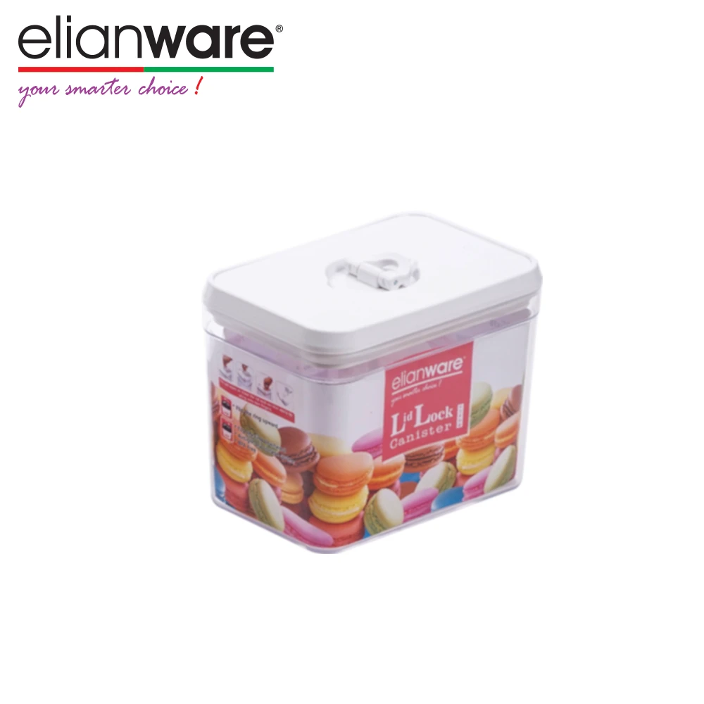 Elianware Airtight Plastic Container Multipurpose Food Storage Canister with Rectangular Lid for Kitchen Use Coffee Storage
