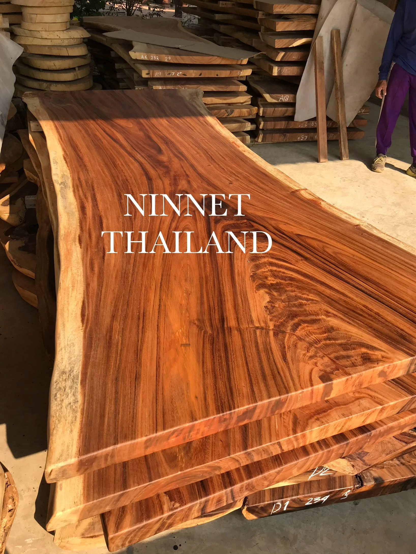 Wholesale Top Supplier Slab Acacia Live Raw Walnut Bubinga Suar Edg Dining Wood Table Wood Slab